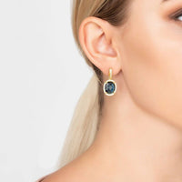 Beatrice Oval Gemstone Drop Earrings Gold Sapphire Hydro-1