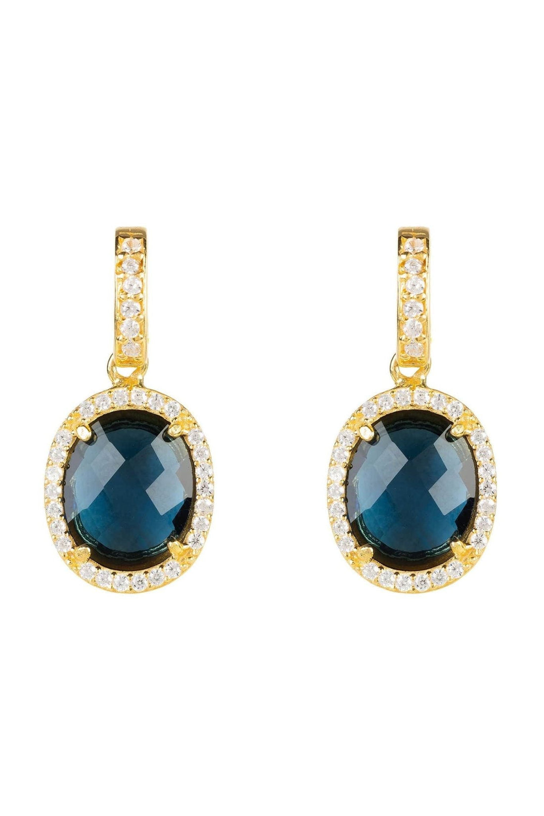 Beatrice Oval Gemstone Drop Earrings Gold Sapphire Hydro-0