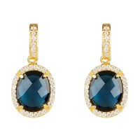 Beatrice Oval Gemstone Drop Earrings Gold Sapphire Hydro-0