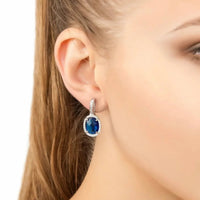 Beatrice Oval Gemstone Drop Earrings Silver Sapphire Hydro-1