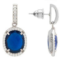 Beatrice Oval Gemstone Drop Earrings Silver Sapphire Hydro-2