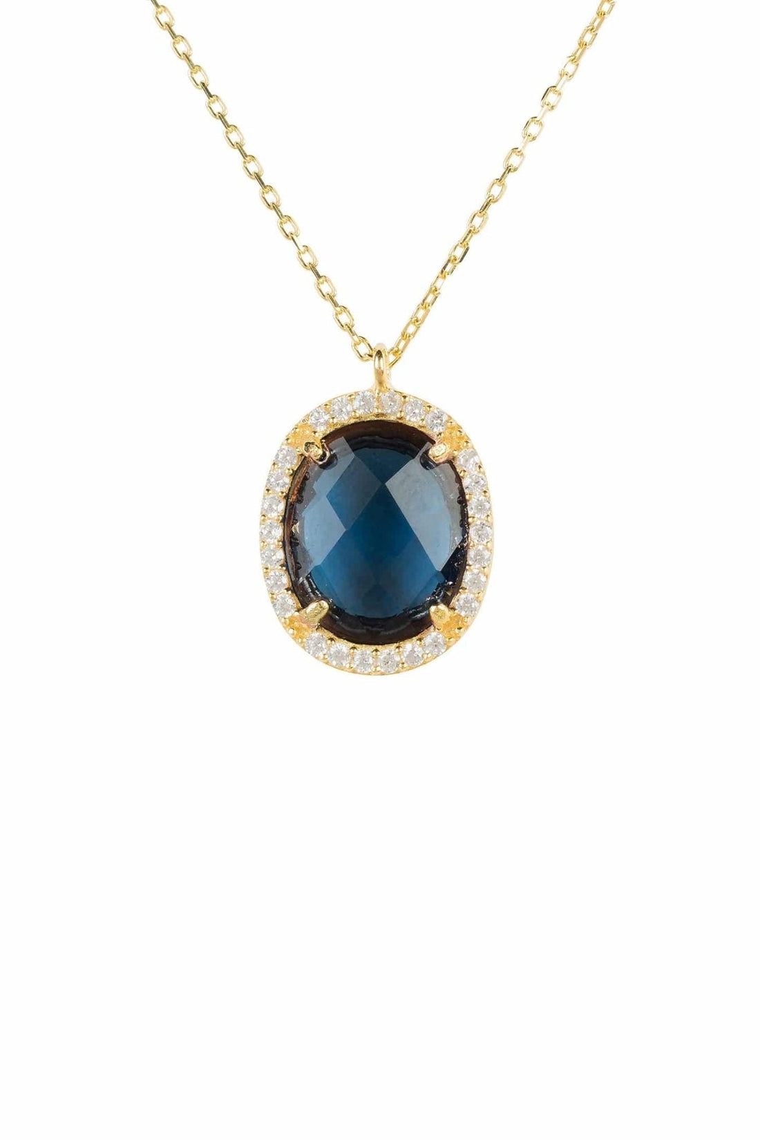 Beatrice Oval Gemstone Pendant Necklace Gold Sapphire Hydro-0