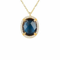Beatrice Oval Gemstone Pendant Necklace Gold Sapphire Hydro-0