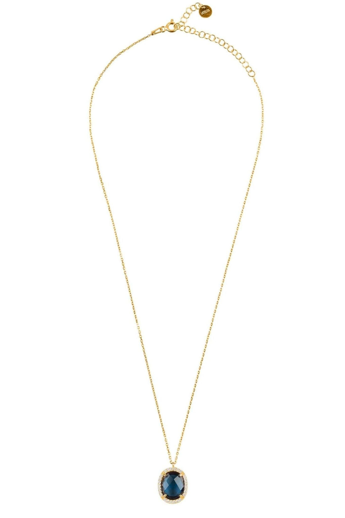 Beatrice Oval Gemstone Pendant Necklace Gold Sapphire Hydro-2