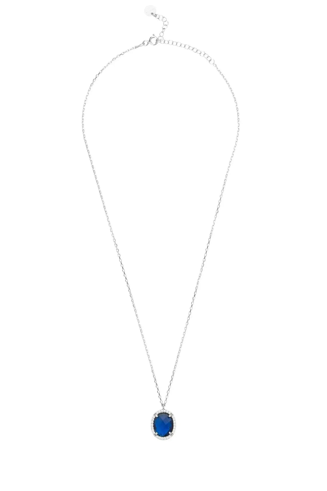 Beatrice Oval Gemstone Pendant Necklace Silver Sapphire Hydro-3
