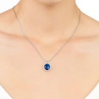 Beatrice Oval Gemstone Pendant Necklace Silver Sapphire Hydro-1