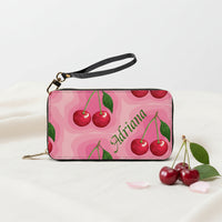 Pink Leather Wallet | Personalized Ladies Pink Wristlet Wallet