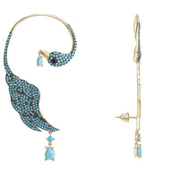 Bird Paradise Ear Climber Turquoise Gold Right-0