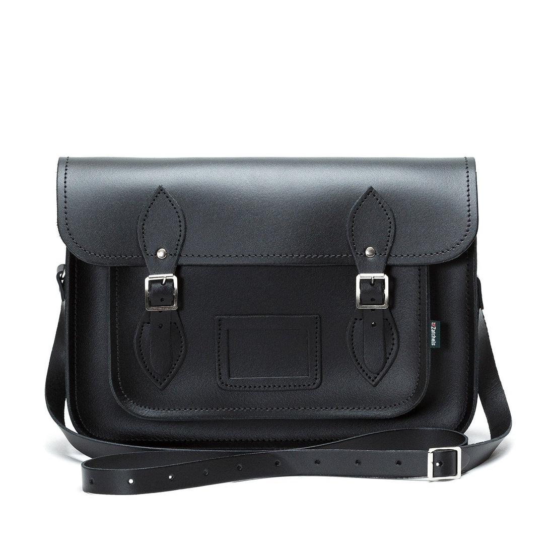 Leather School Satchel - Black-4
