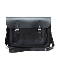 Leather School Satchel - Black-4