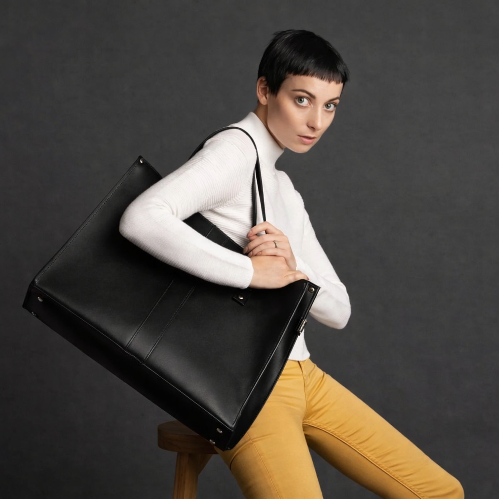 Handmade Leather Shopper - Black-1