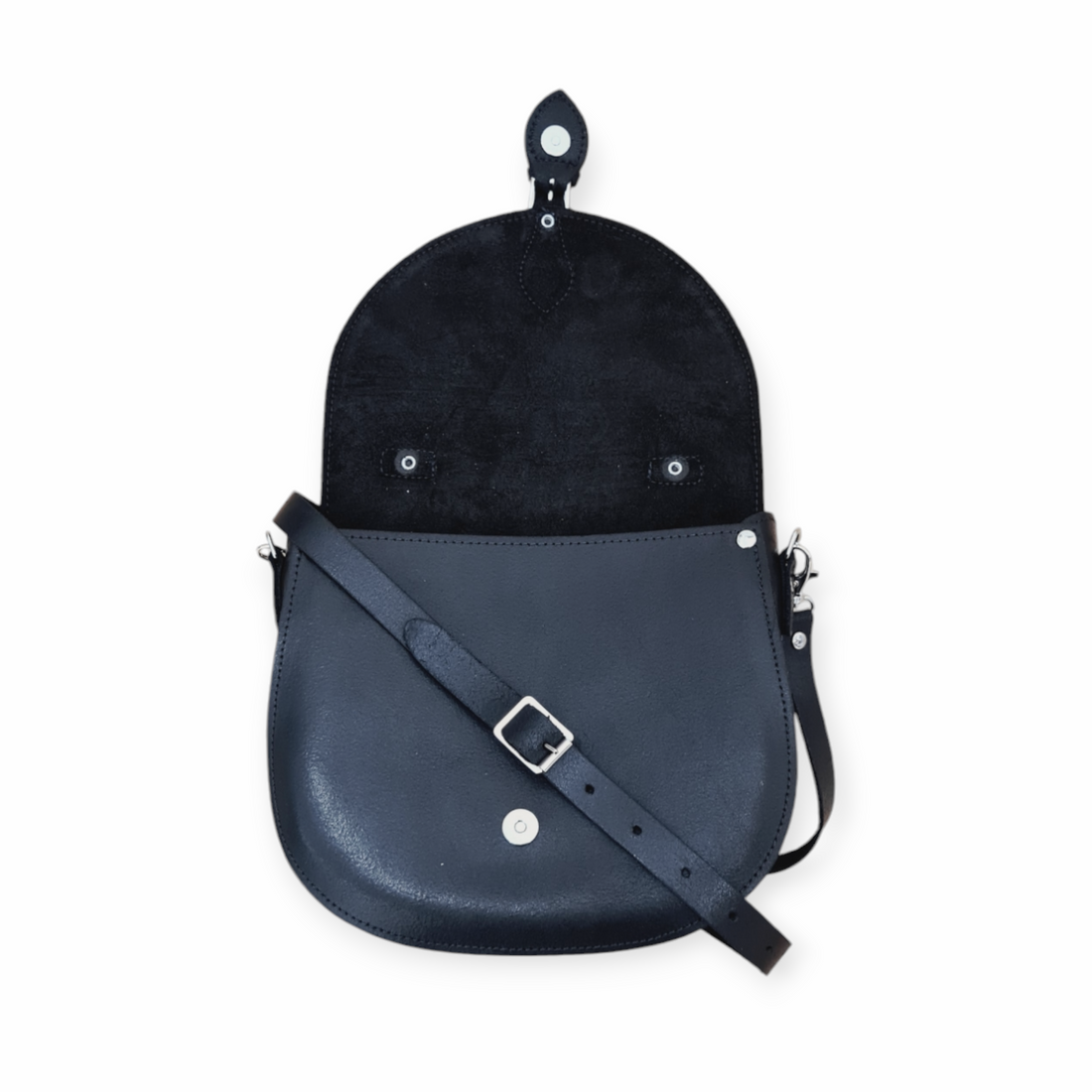 Handmade Tannery Leather Saddle Bag - Black-2
