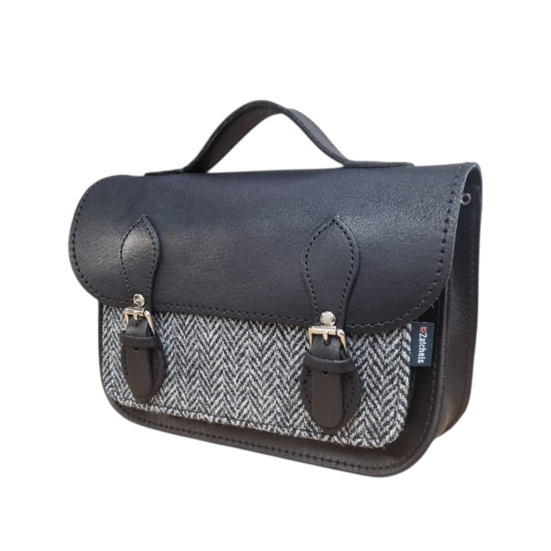 Midi Tannery & Tweed Satchel - Black-2