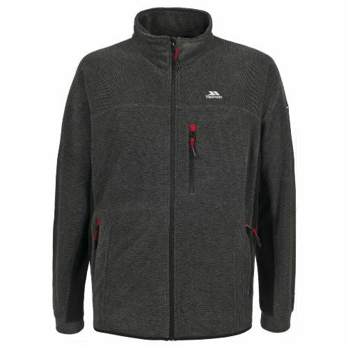 Trespass Jynx dark striped fleece jacket with stand collar and three zip pockets