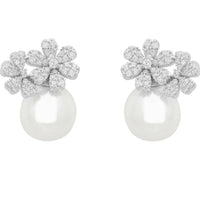 Bouquet And Pearl Stud Earrings Silver-0