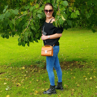 Handmade Leather Sugarcube Handbag - Burnt Orange-1