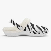 Women's Zebra Print Fluffy Clogs With Fleece Lining Ladies Shoes