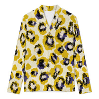 Yellow Leopard Print Buttoned Cardigan