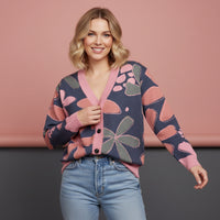Floral Cardigan Sweater | Unisex Aesthetic Pretty Jacquard Knit
