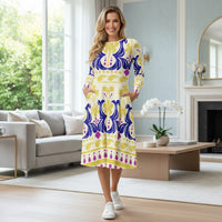 Midnight Meadow Blue Floral Dress | Navy White Print Midi