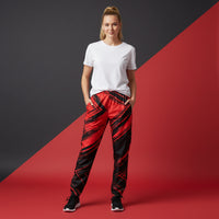 Red And Black Track Pants | Unisex Bold Streetwear Joggers