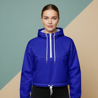 Blue Windbreaker | Women's Cropped Pullover Hooded Jacket