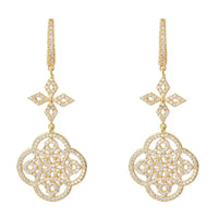 Celtic Knot Clover Drop Earrings Gold-0