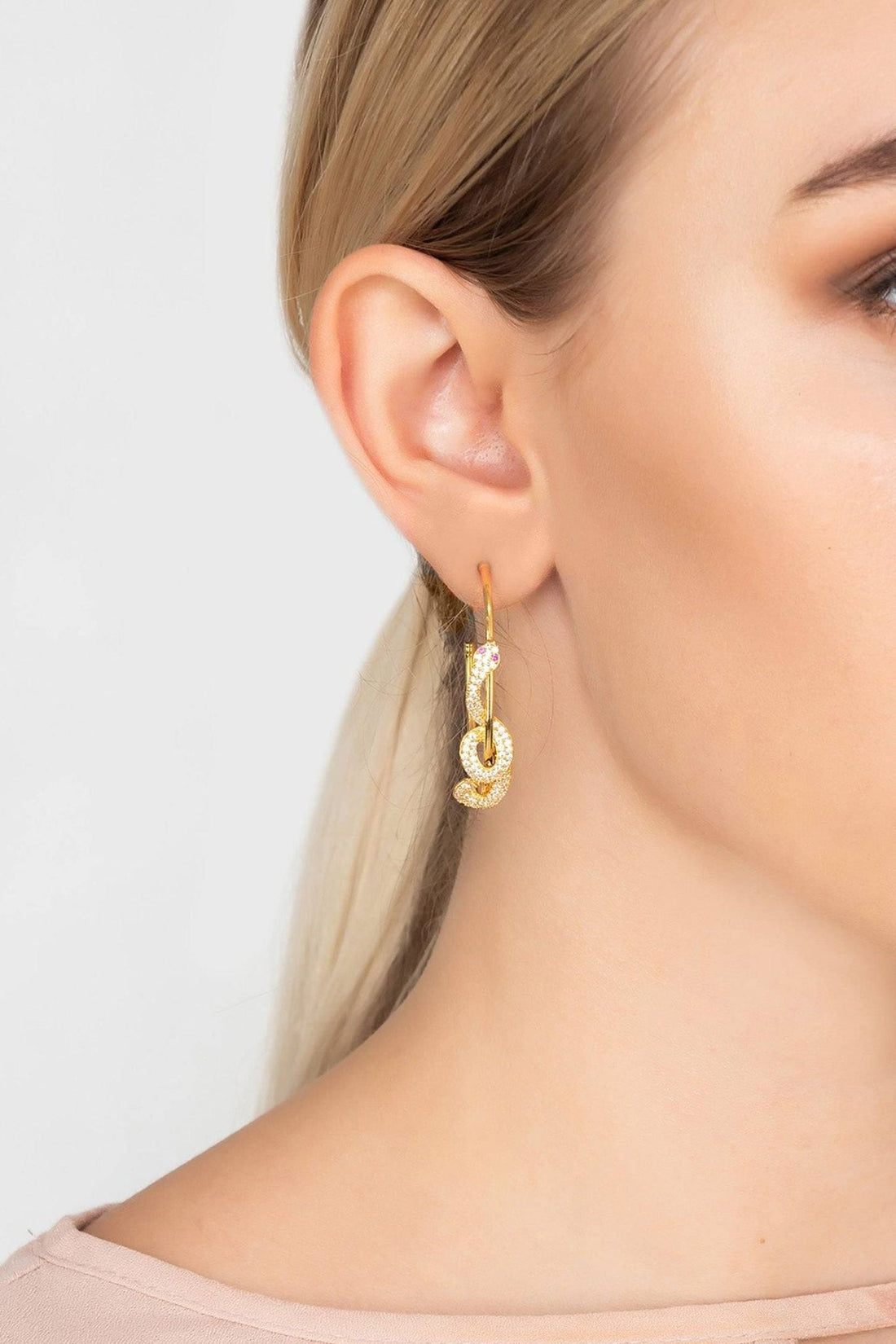 Cleopatra Serpent Snake Hoop Earrings Gold-1