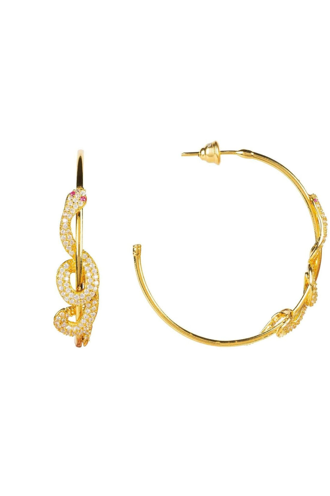 Cleopatra Serpent Snake Hoop Earrings Gold-3