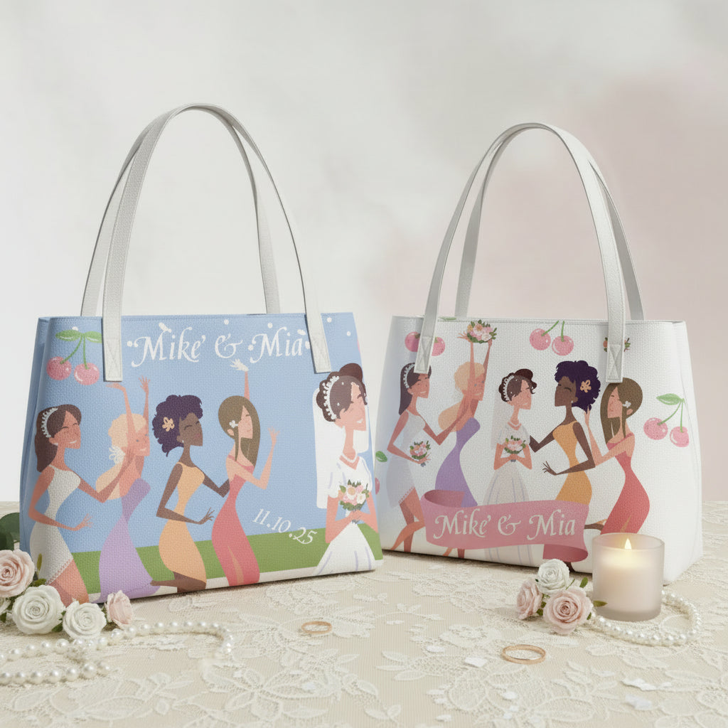 Bride Tote Bag, Cherry Bridal shower gift, Bachelorette Purse, Honeymoon handbag, Customized Wedding Bags