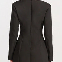 Black blazer dress back with long sleeves and center seam