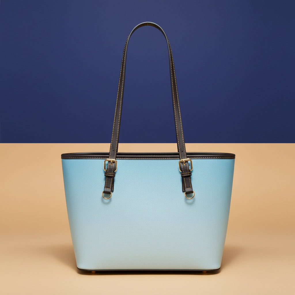 Light Blue Tote Handbag | Blue Leather Handbag