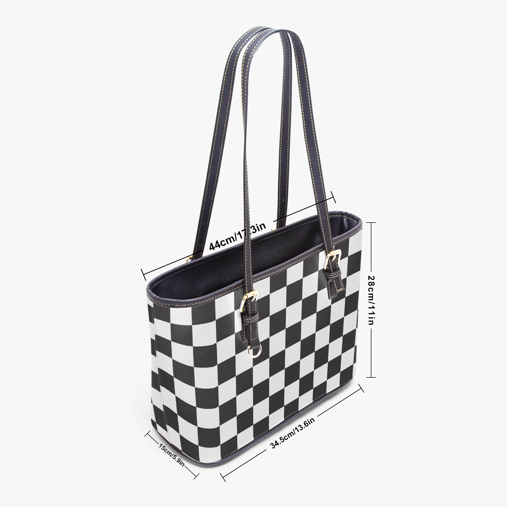 あき CHECK BAG (BLACK&WHITE) 3135B Large Black and White Checkered Tote Bag – TheCherryStopShop