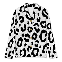 White Leopard Print Buttoned Cardigan