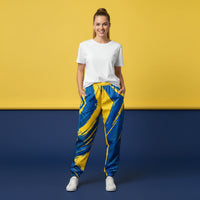 Blue And Yellow Track Pants | Unisex All-Over Print Streetwear Joggers