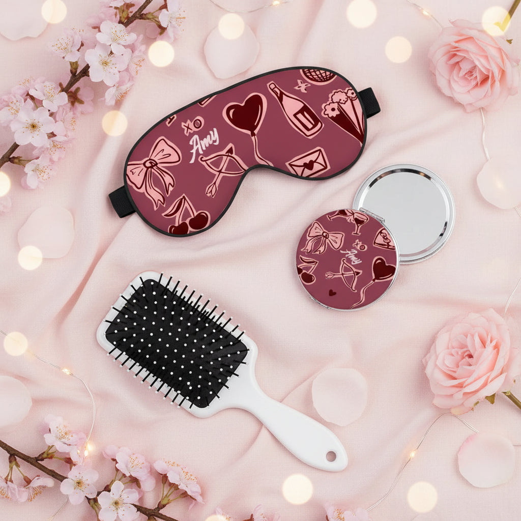 Custom Spa Gift Set | Romantic Cherry Ribbon & Bow Print Kit