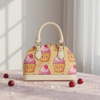 Yellow Top Handle Bag | Personalized Cupcake Print