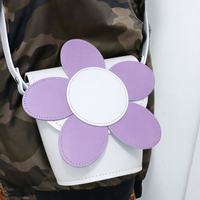 Handmade Leather Daisy Barrel Bag - White & Violet-1