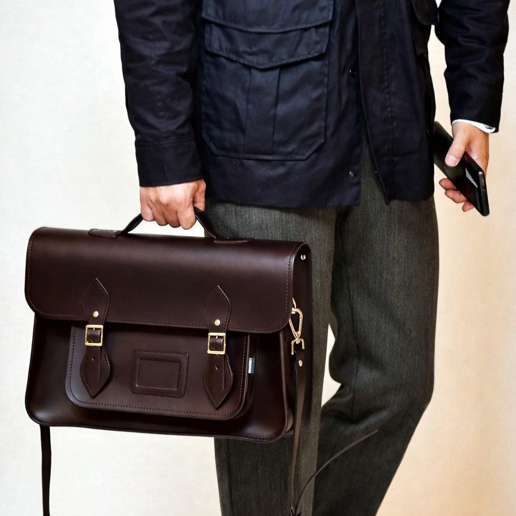 Handmade Leather Satchel - Dark Brown-1