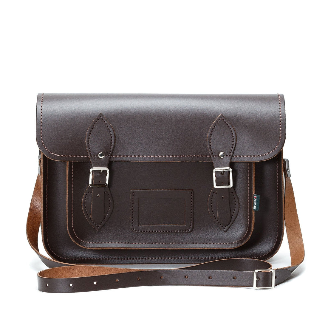 Leather School Satchel - Dark Brown-1