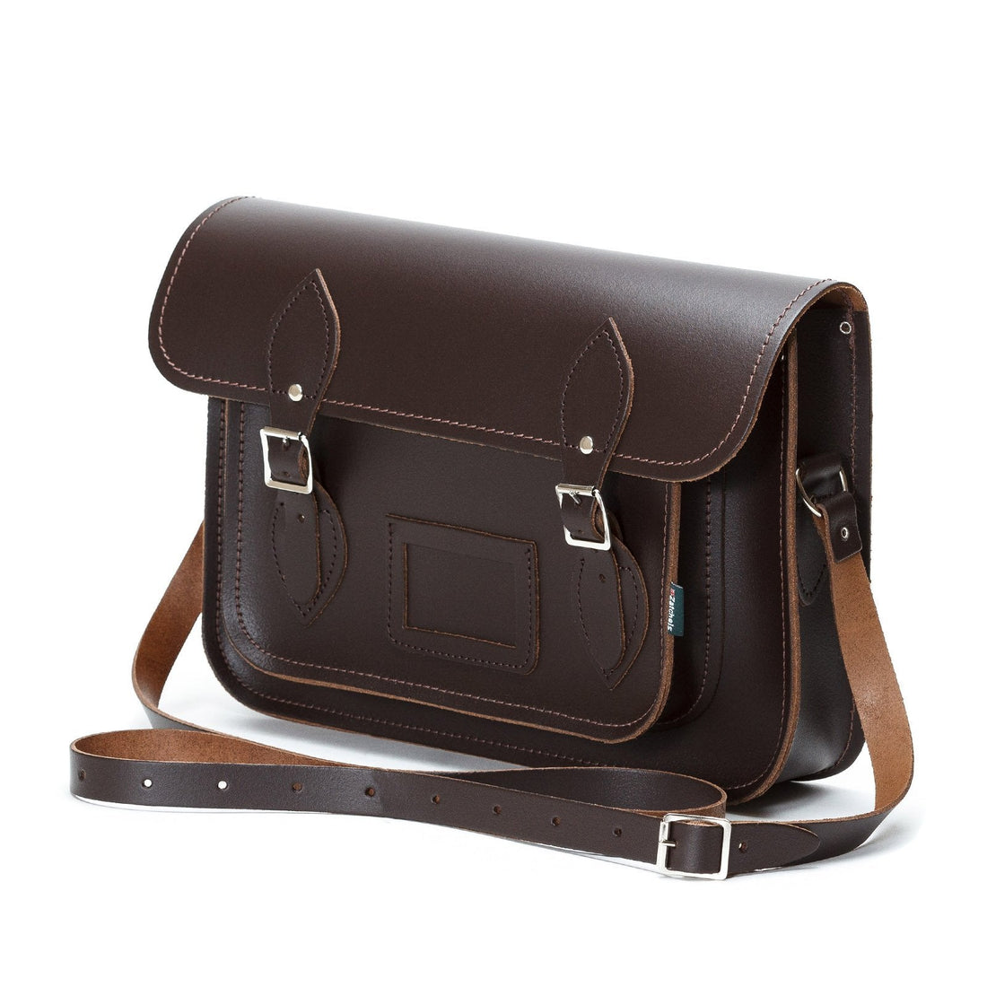 Leather School Satchel - Dark Brown-3