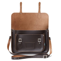 Leather School Satchel - Dark Brown-4