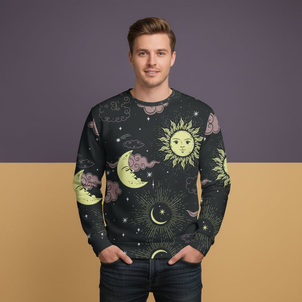 Sun and Moon Sweater | Aesthetic Celestial Pattern Unisex Pullover