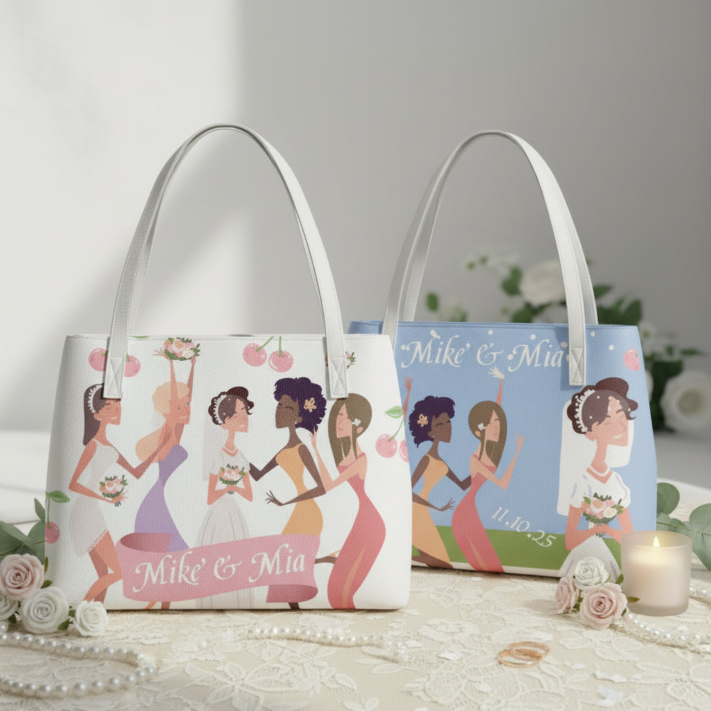 Bride Tote Bag, Cherry Bridal shower gift, Bachelorette Purse, Honeymoon handbag, Customized Wedding Bags