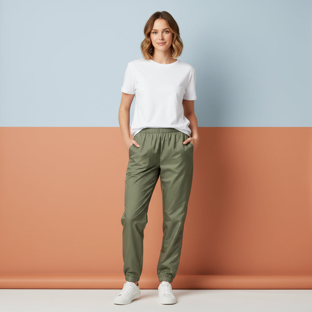Womens Green Track Pants | Unisex All-Over Print Streetwear Joggers