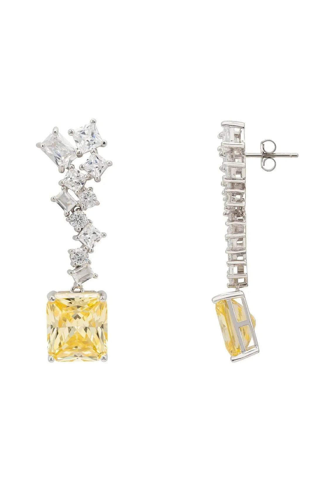 Diana Lemon Topaz Drop Earrings Silver-2