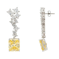 Diana Lemon Topaz Drop Earrings Silver-2