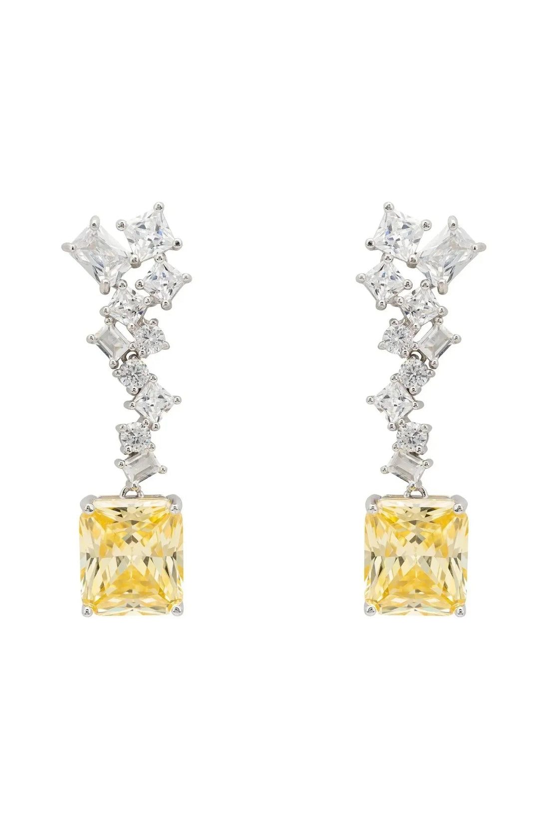 Diana Lemon Topaz Drop Earrings Silver-0