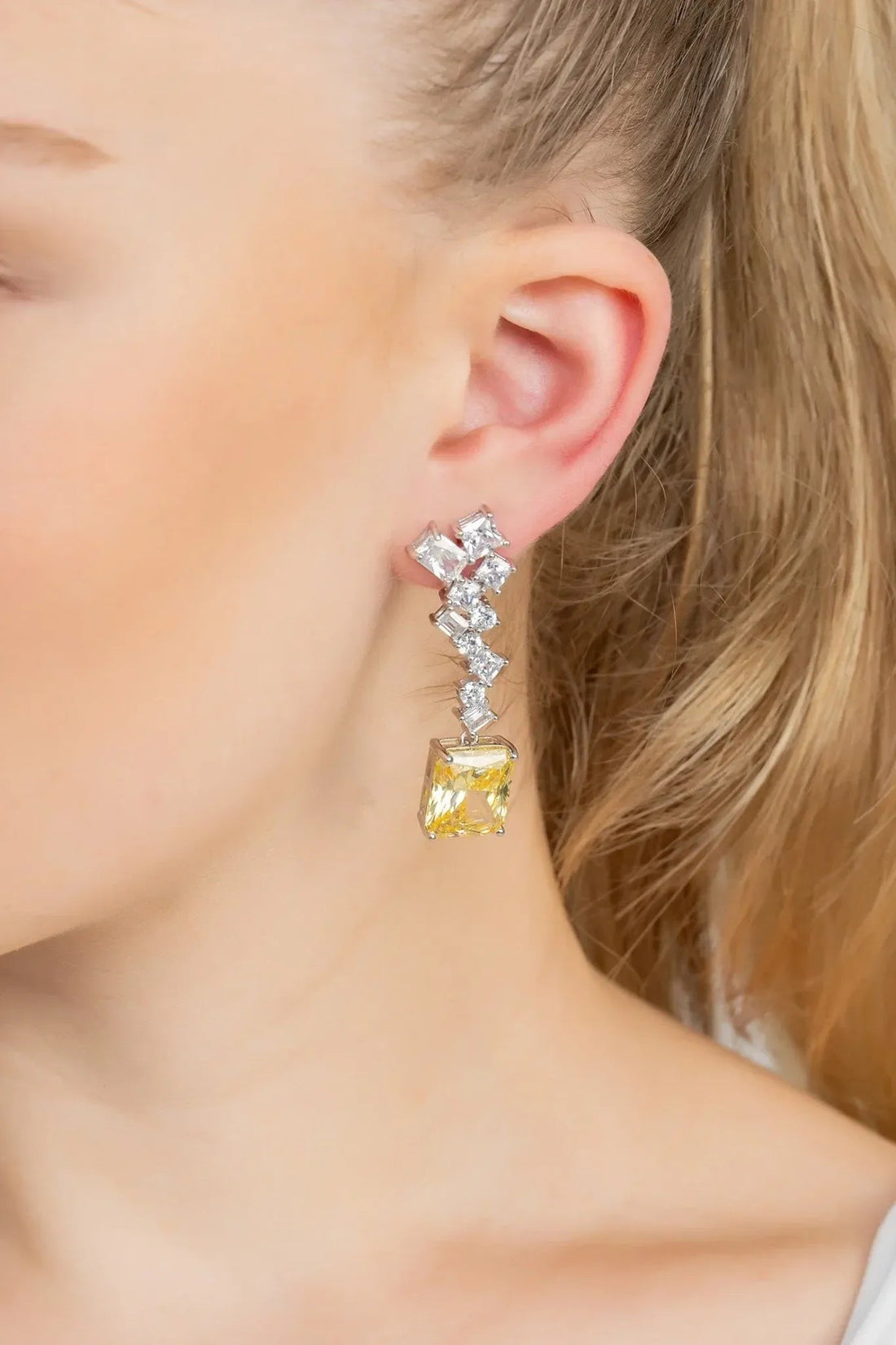 Diana Lemon Topaz Drop Earrings Silver-1