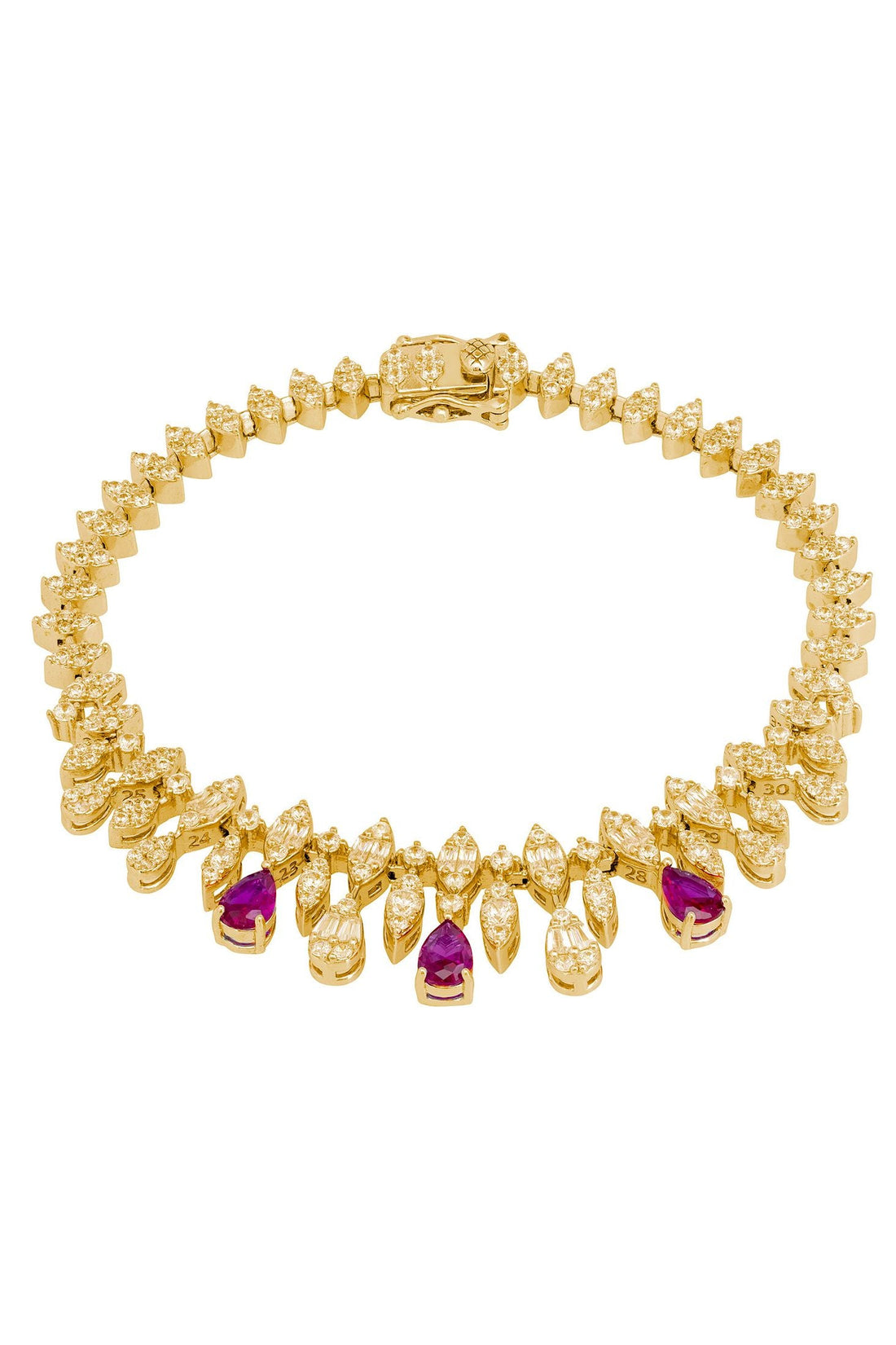 Duchess Ruby Tennis Bracelet Gold-0